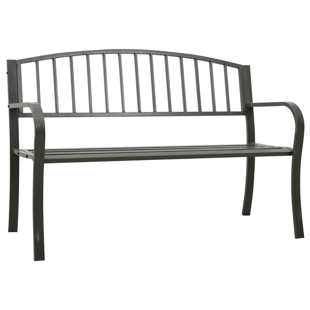 Puutarhapenkki harmaa 120 cm teräs - Sisustajankoti.fi