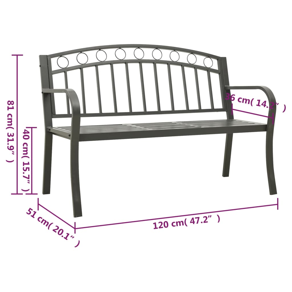 Puutarhapenkki pöydällä harmaa 120 cm teräs - Sisustajankoti.fi