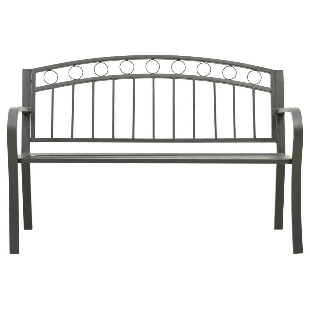 Puutarhapenkki harmaa 120 cm teräs - Sisustajankoti.fi