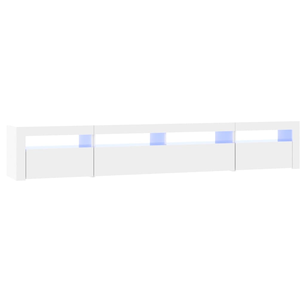 TV-taso LED-valoilla korkeakiilto valkoinen 240x35x40 cm - Sisustajankoti.fi