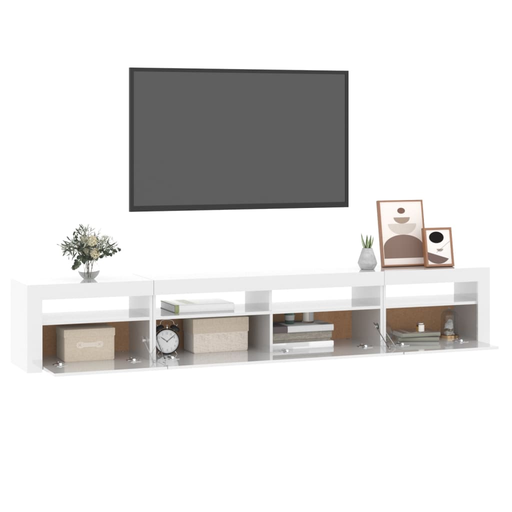 TV-taso LED-valoilla korkeakiilto valkoinen 240x35x40 cm - Sisustajankoti.fi