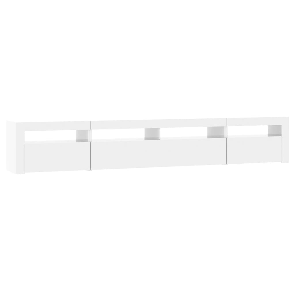 TV-taso LED-valoilla korkeakiilto valkoinen 240x35x40 cm - Sisustajankoti.fi