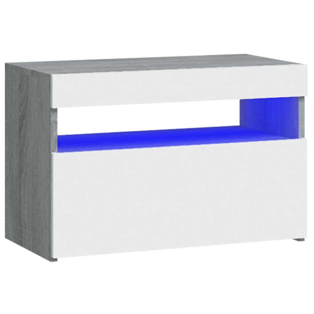 Yöpöytä LED-valoilla harmaa Sonoma 60x35x40 cm - Sisustajankoti.fi