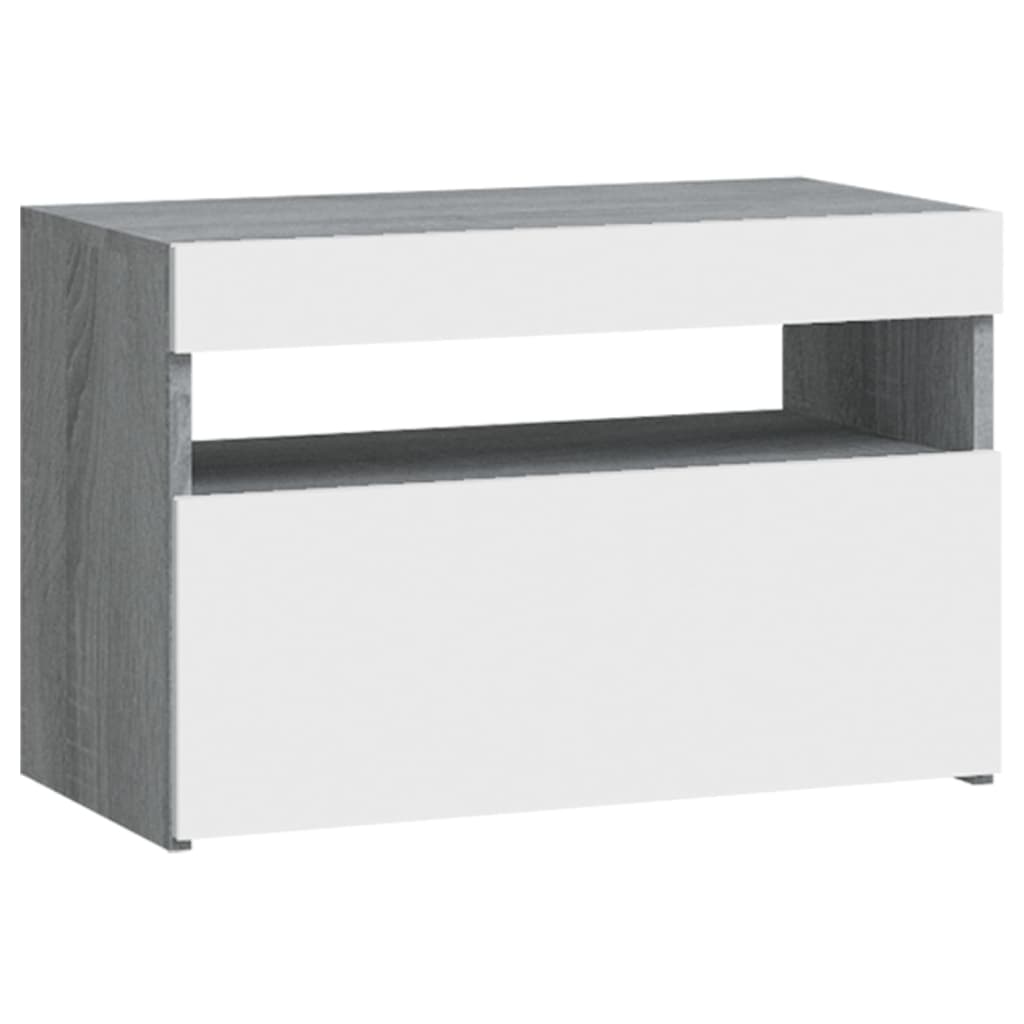 Yöpöytä LED-valoilla harmaa Sonoma 60x35x40 cm - Sisustajankoti.fi