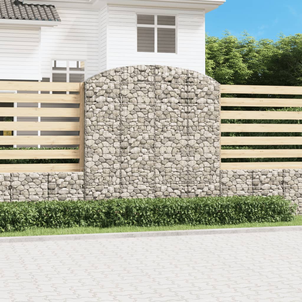 Kaareva kivikori 200x30x200/220 cm galvanoitu rauta - Sisustajankoti.fi
