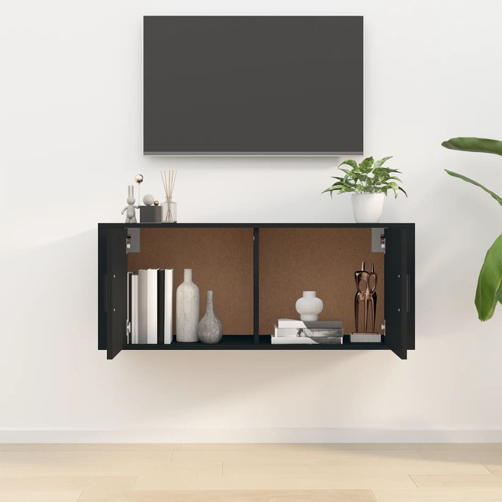 Seinäkiinnitettävä TV-taso musta 100x34,5x40 cm - Sisustajankoti.fi