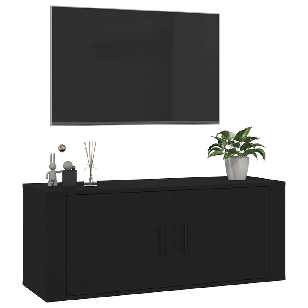 Seinäkiinnitettävä TV-taso musta 100x34,5x40 cm - Sisustajankoti.fi