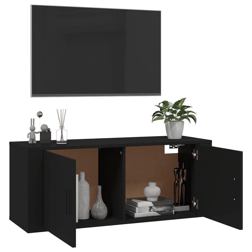 Seinäkiinnitettävä TV-taso musta 100x34,5x40 cm - Sisustajankoti.fi
