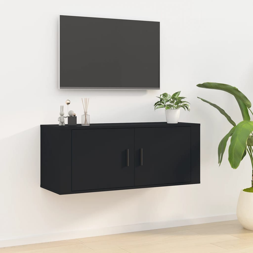 Seinäkiinnitettävä TV-taso musta 100x34,5x40 cm - Sisustajankoti.fi