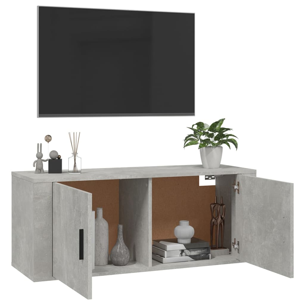 Seinäkiinnitettävä TV-taso betoninharmaa 100x34,5x40 cm - Sisustajankoti.fi