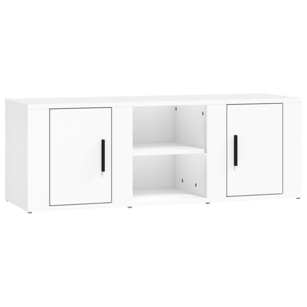 TV-taso valkoinen 100x31,5x35 cm tekninen puu - Sisustajankoti.fi