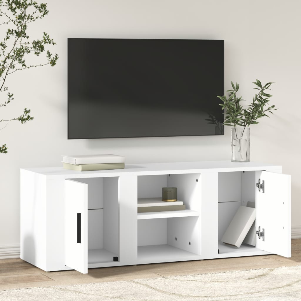 TV-taso valkoinen 100x31,5x35 cm tekninen puu - Sisustajankoti.fi