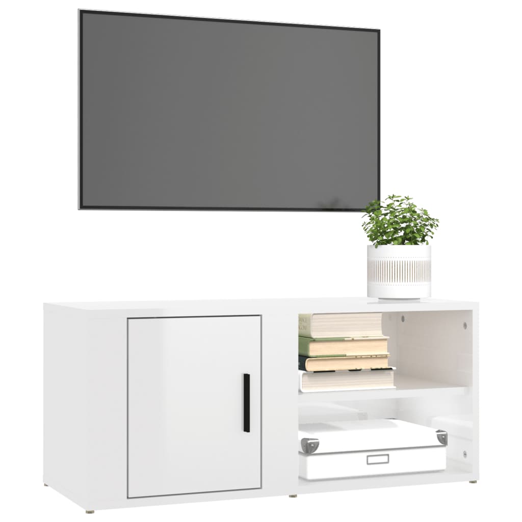 TV-tasot 2 kpl korkeakiilto valk. 80x31,5x36 cm tekninen puu - Sisustajankoti.fi