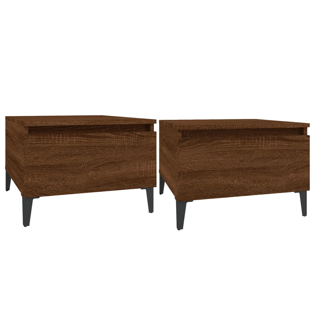 Sivupöydät 2 kpl ruskea tammi 50x46x35 cm tekninen puu - Sisustajankoti.fi