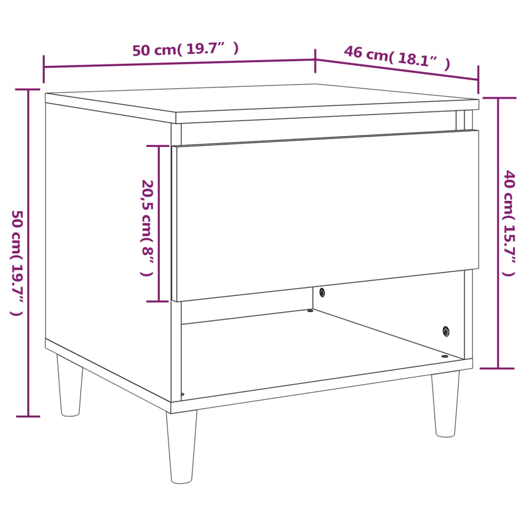 Yöpöydät 2 kpl ruskea tammi 50x46x50 cm tekninen puu - Sisustajankoti.fi