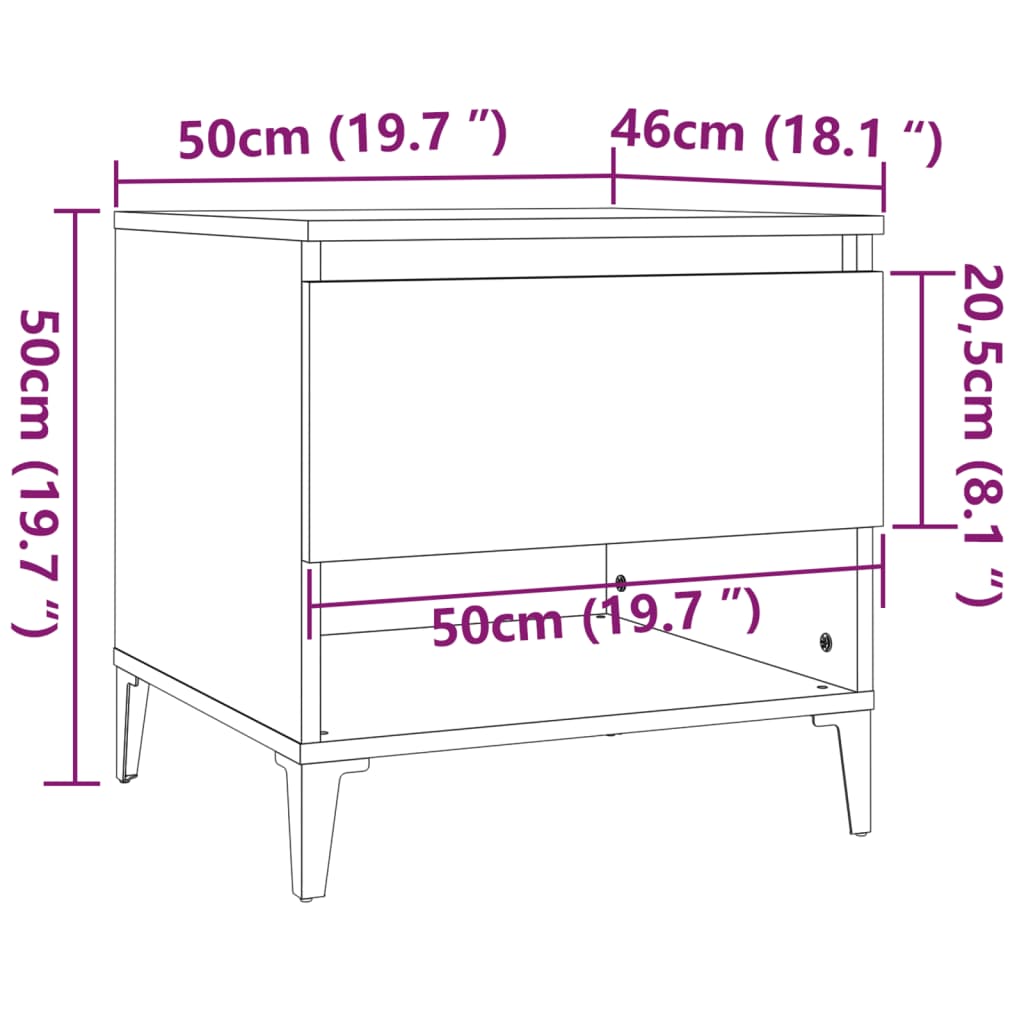 Sivupöydät 2 kpl savutammi 50x46x50 cm tekninen puu - Sisustajankoti.fi