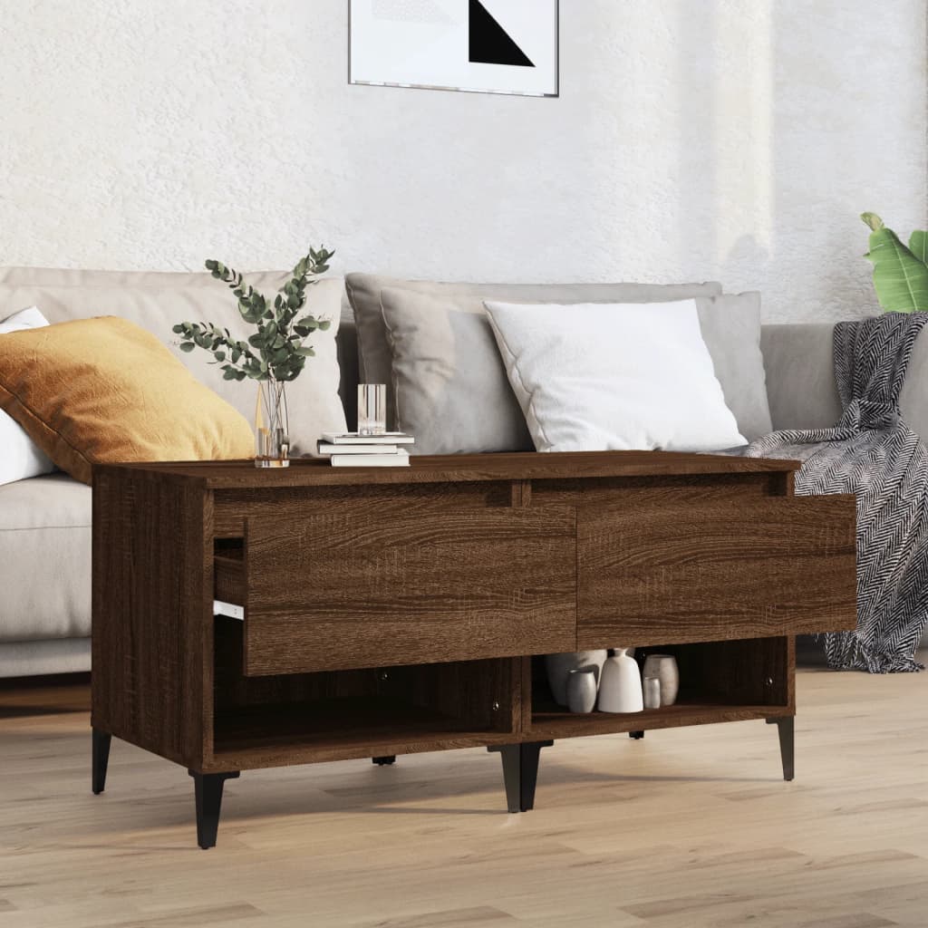 Sivupöydät 2 kpl ruskea tammi 50x46x50 cm tekninen puu - Sisustajankoti.fi