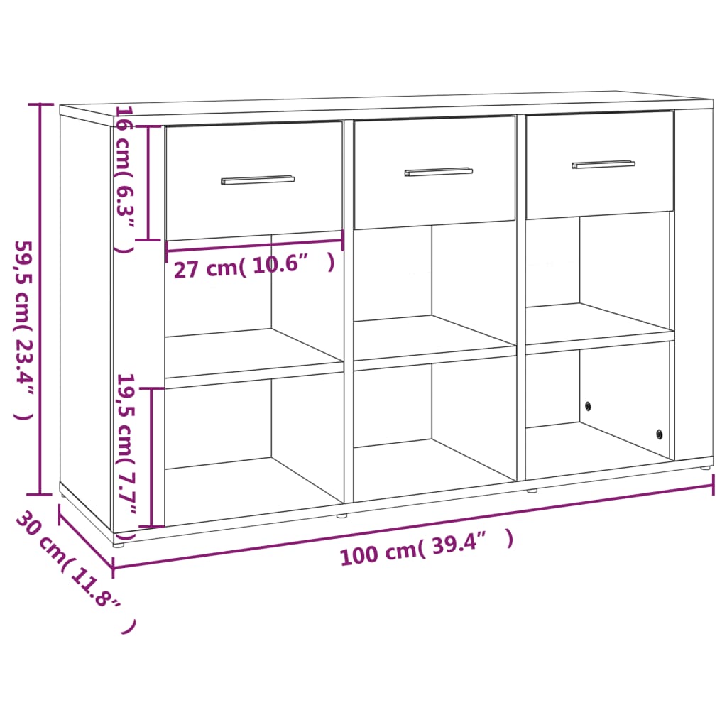 Senkki harmaa Sonoma 100x30x59,5 cm tekninen puu - Sisustajankoti.fi