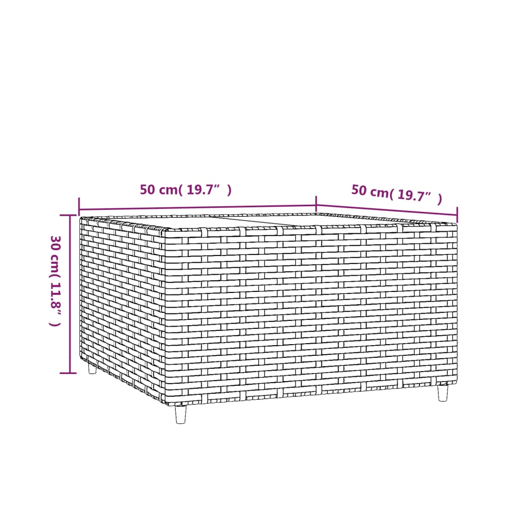 Puutarhapöytä musta 50x50x30 cm polyrottinki - Sisustajankoti.fi