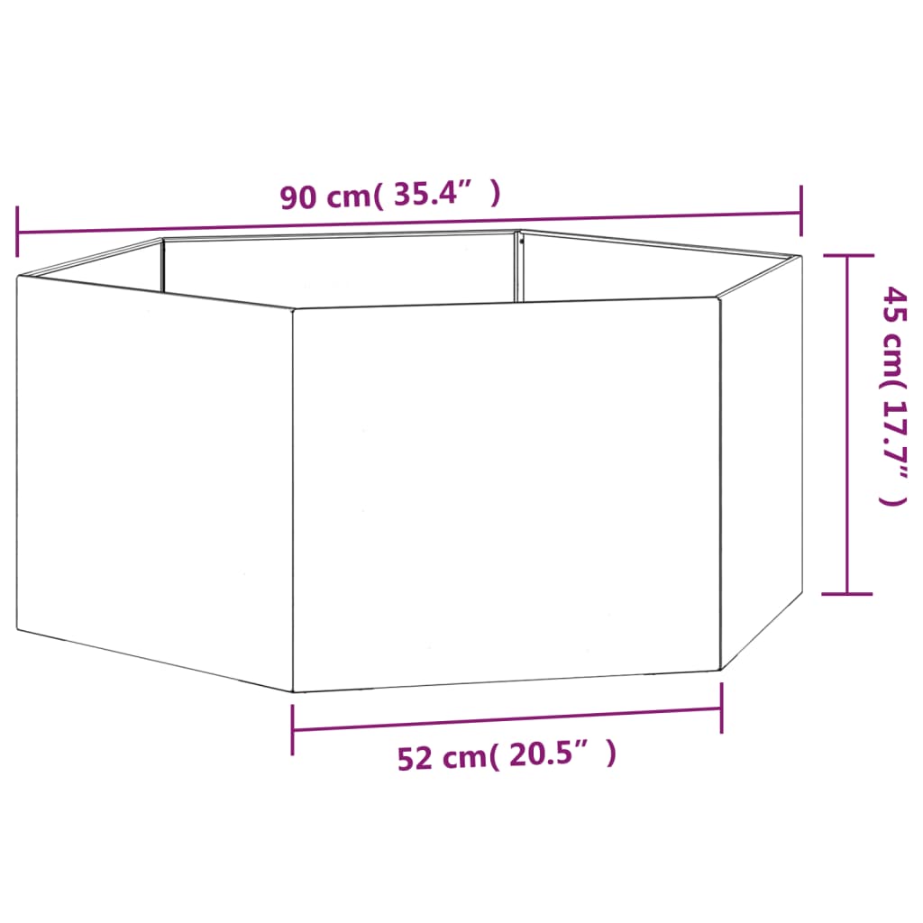 Kukkalaatikko harmaa 90x90x45 cm säänkestävä teräs - Sisustajankoti.fi