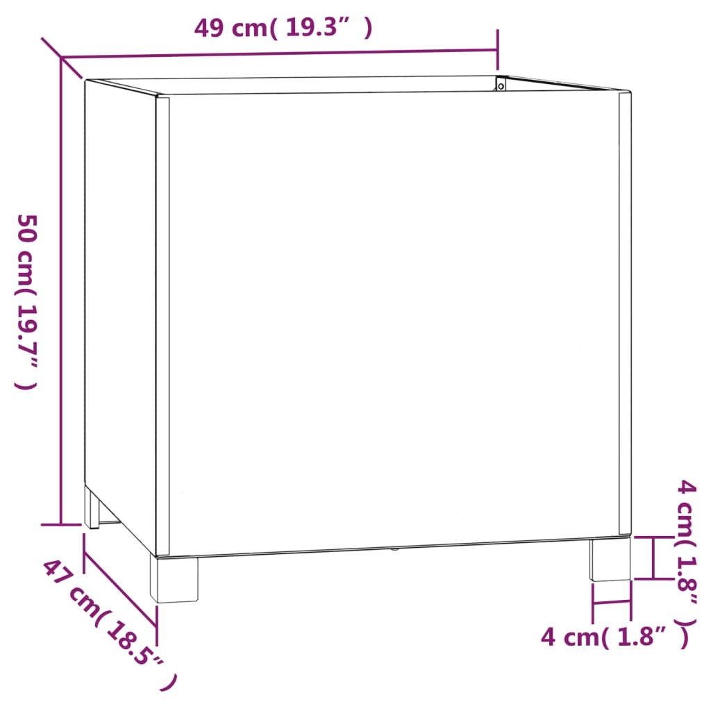 Kukkalaatikot jaloilla 2kpl harmaa 49x47x50cm säänkestävä teräs - Sisustajankoti.fi