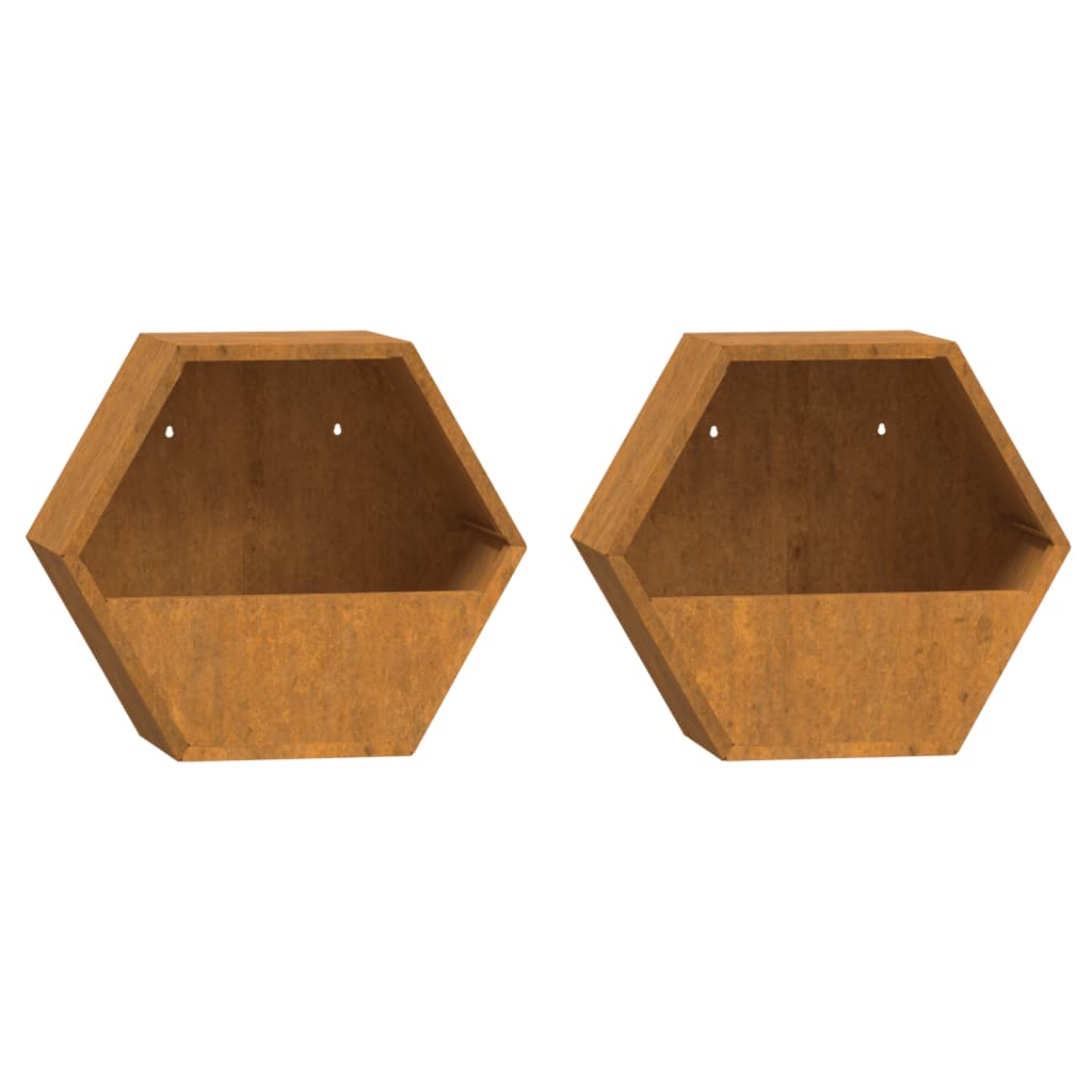 Kukkalaatikot seinälle 2 kpl Corten teräs 30x10x25 cm - Sisustajankoti.fi