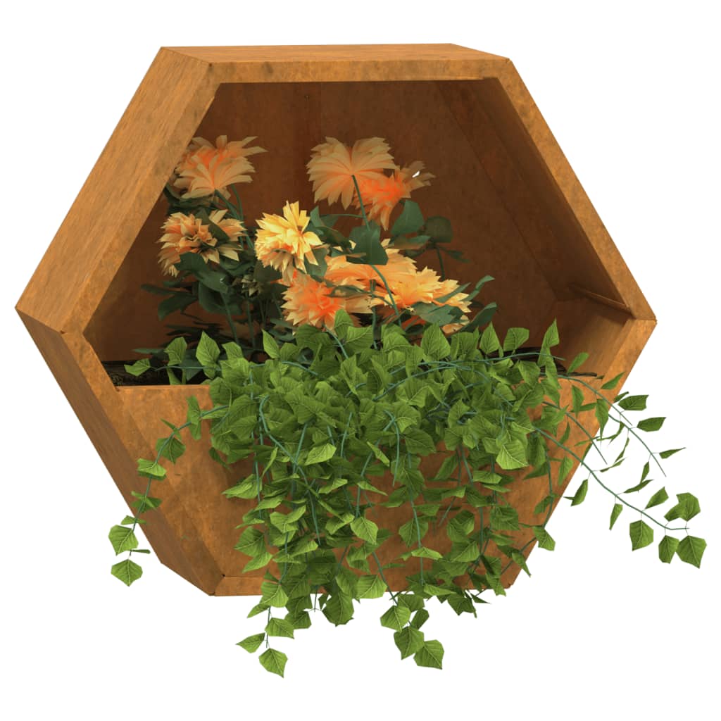 Kukkalaatikot seinälle 2 kpl Corten teräs 30x10x25 cm - Sisustajankoti.fi
