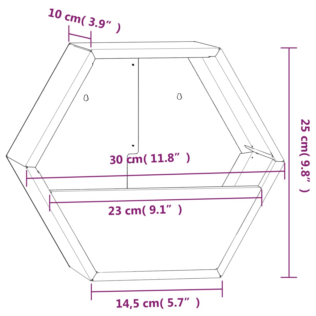 Kukkalaatikot seinälle 2 kpl Corten teräs 30x10x25 cm - Sisustajankoti.fi