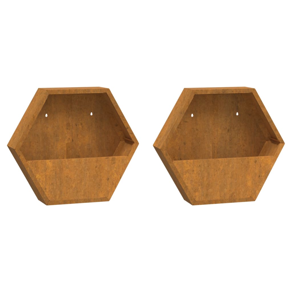Kukkalaatikot seinälle 2 kpl Corten teräs 46x10x40 cm - Sisustajankoti.fi