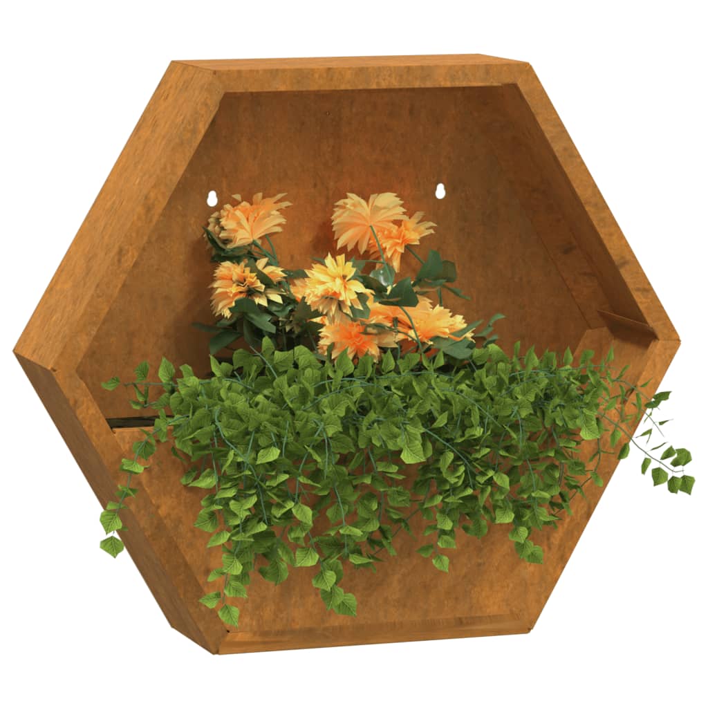 Kukkalaatikot seinälle 2 kpl Corten teräs 46x10x40 cm - Sisustajankoti.fi
