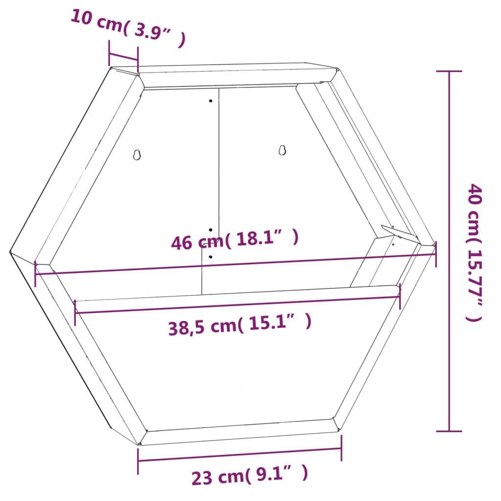 Kukkalaatikot seinälle 2 kpl Corten teräs 46x10x40 cm - Sisustajankoti.fi