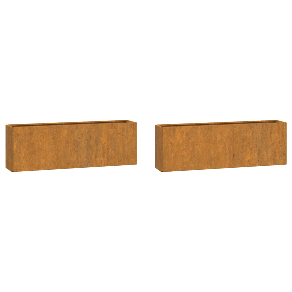Kukkalaatikot seinälle 2 kpl Corten teräs 53x10x17 cm - Sisustajankoti.fi
