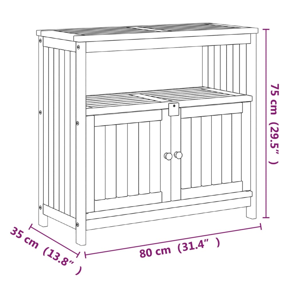 Konsolipöytä ulos 80x35x75 cm täysi akasiapuu - Sisustajankoti.fi