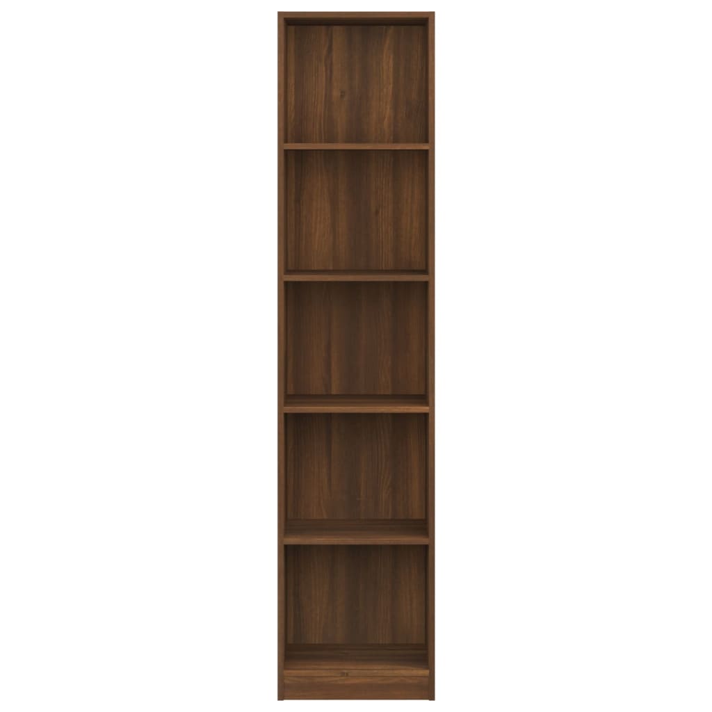 5-kerroksinen Kirjahylly ruskea tammi 40x24x175 cm tekninen puu - Sisustajankoti.fi