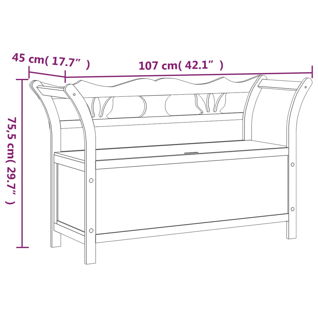 Penkki musta 107x45x75,5 cm täysi kuusi - Sisustajankoti.fi