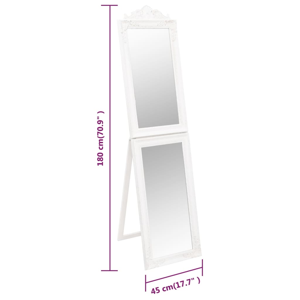 Vapaasti seisova peili valkoinen 45x180 cm - Sisustajankoti.fi