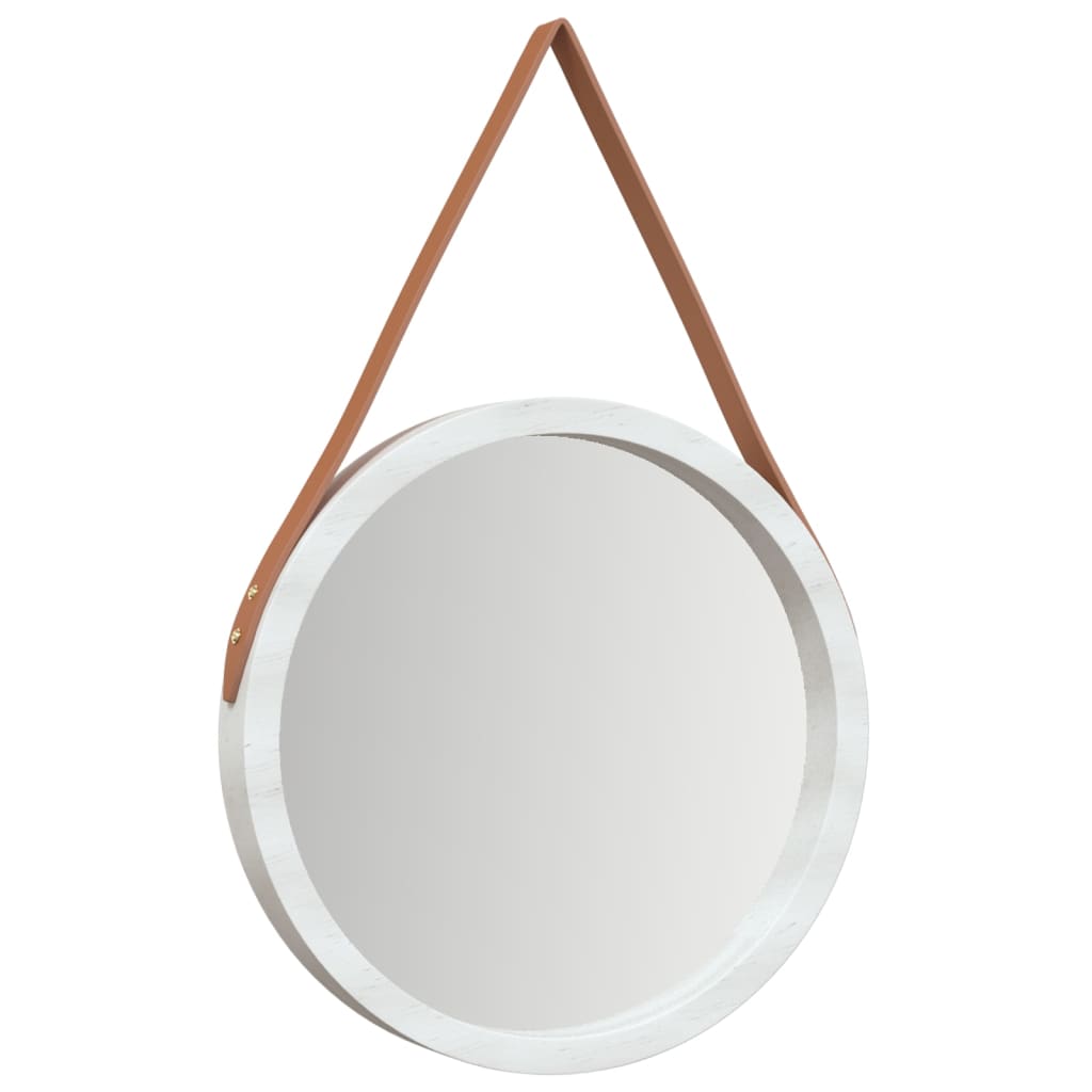 Seinäpeili hihnalla valkoinen Ø 35 cm - Sisustajankoti.fi