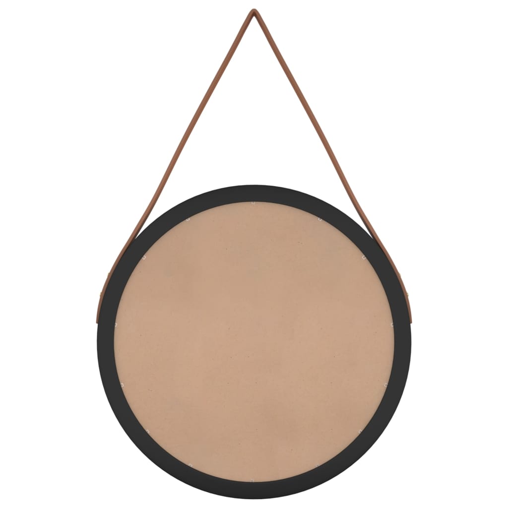 Seinäpeili hihnalla musta Ø 35 cm - Sisustajankoti.fi