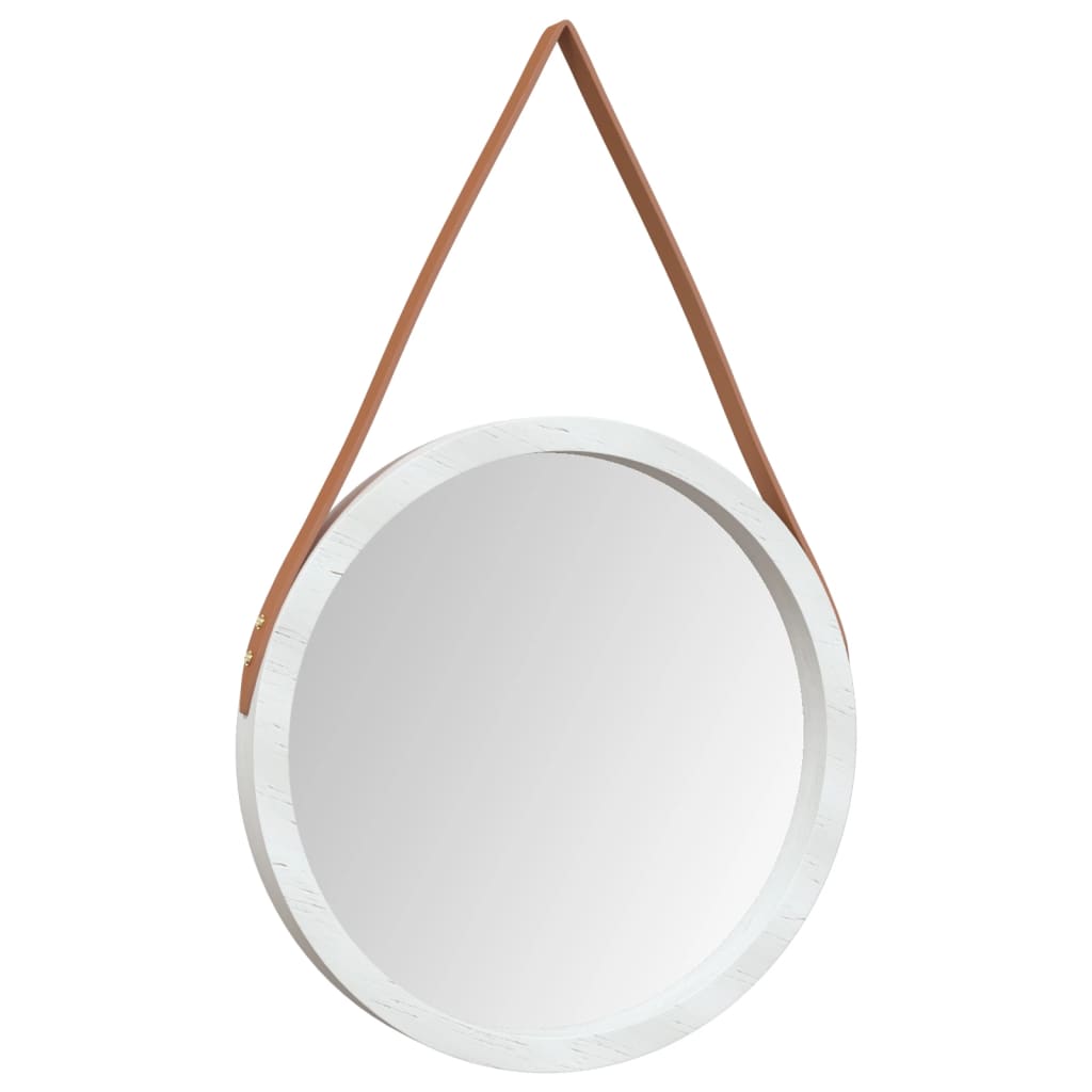 Seinäpeili hihnalla valkoinen Ø 45 cm - Sisustajankoti.fi