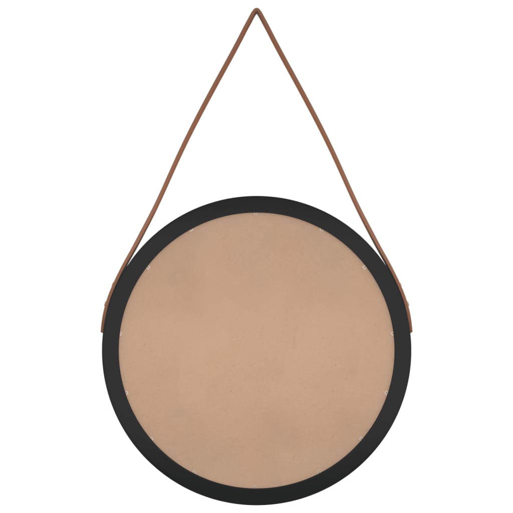 Seinäpeili hihnalla musta Ø 45 cm - Sisustajankoti.fi