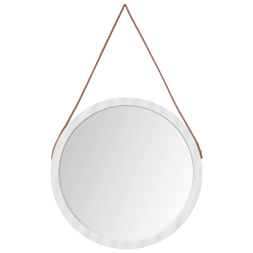 Seinäpeili hihnalla valkoinen Ø 55 cm - Sisustajankoti.fi