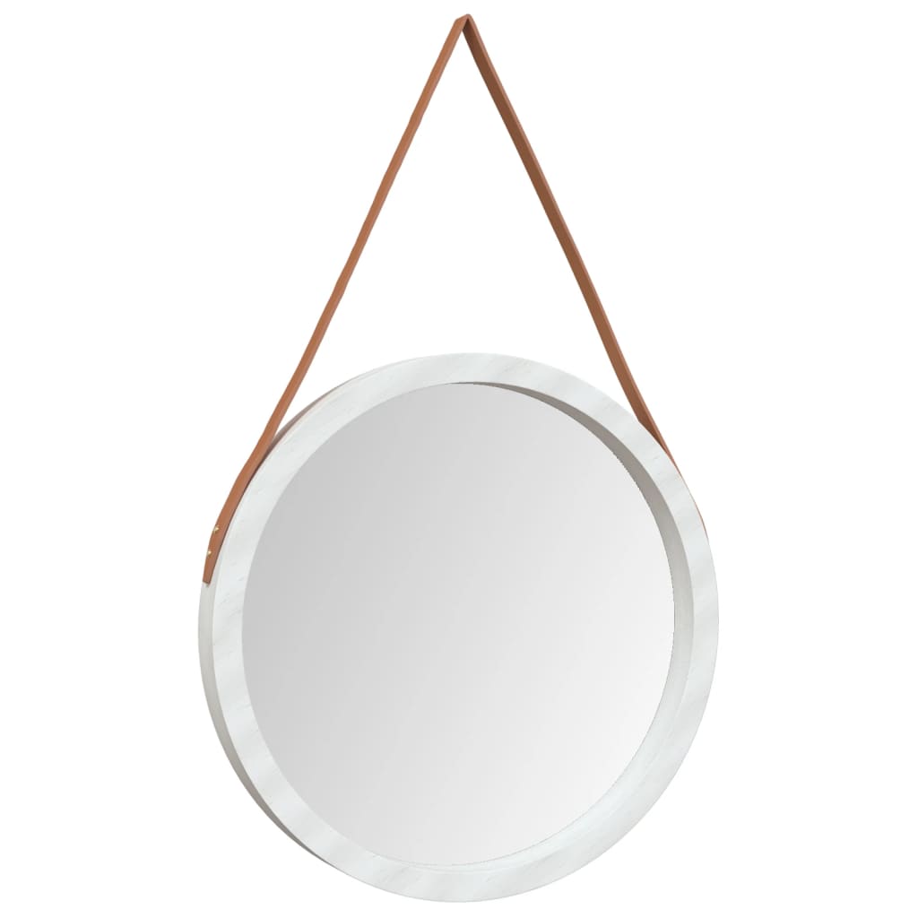 Seinäpeili hihnalla valkoinen Ø 55 cm - Sisustajankoti.fi