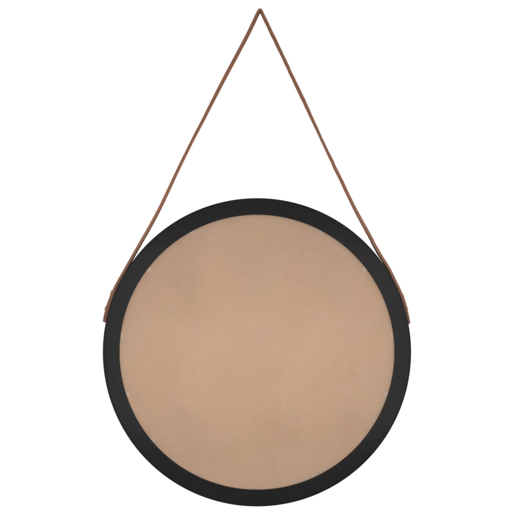 Seinäpeili hihnalla musta Ø 55 cm - Sisustajankoti.fi