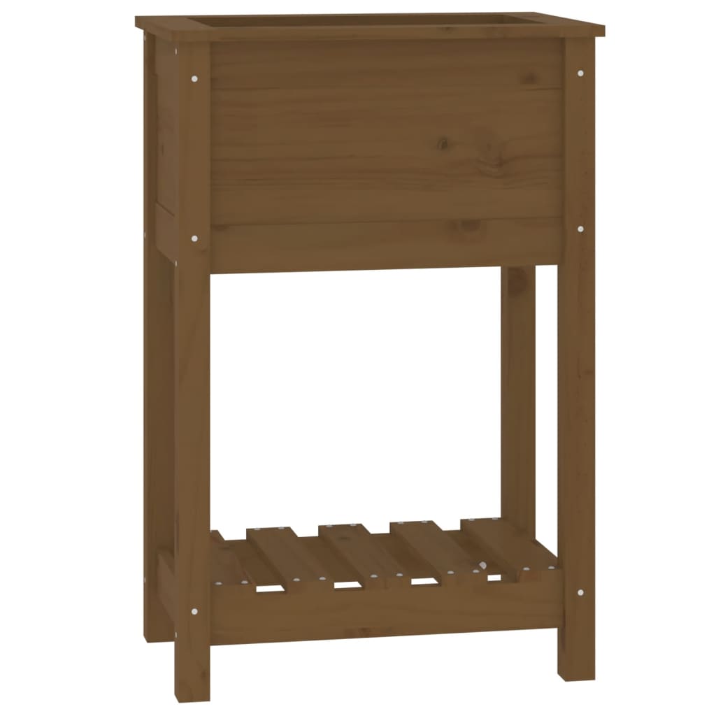 Kukkalaatikko hyllyllä hunajanruskea 54x34,5x81 cm täysi mänty - Sisustajankoti.fi