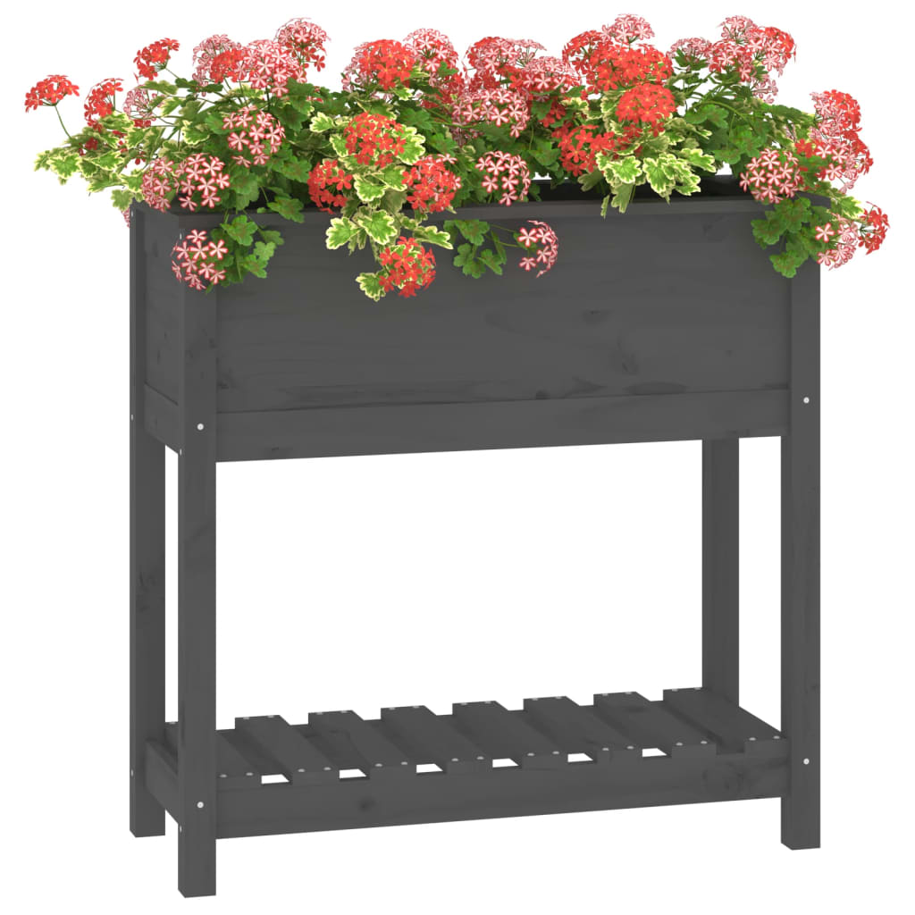 Kukkalaatikko hyllyllä harmaa 82,5x34,5x81 cm täysi mänty - Sisustajankoti.fi