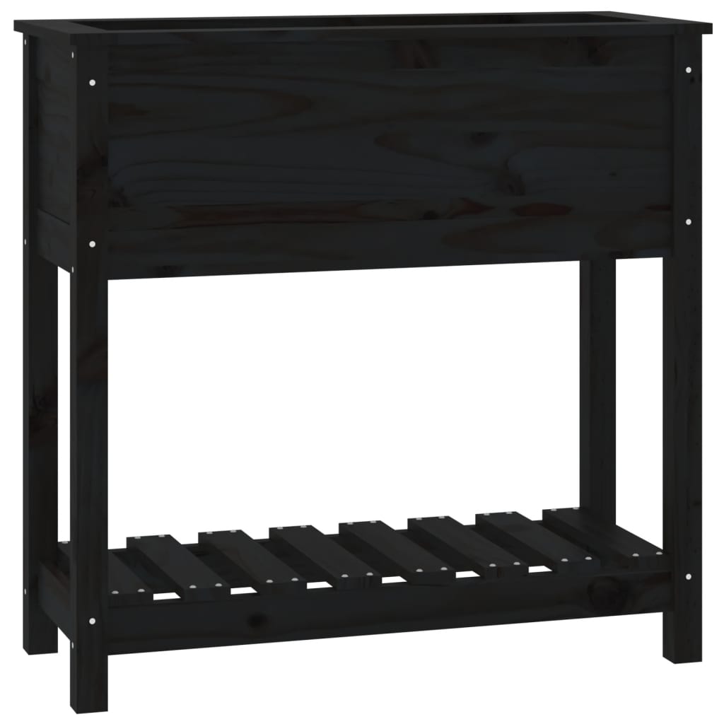 Kukkalaatikko hyllyllä musta 82,5x34,5x81 cm täysi mänty - Sisustajankoti.fi