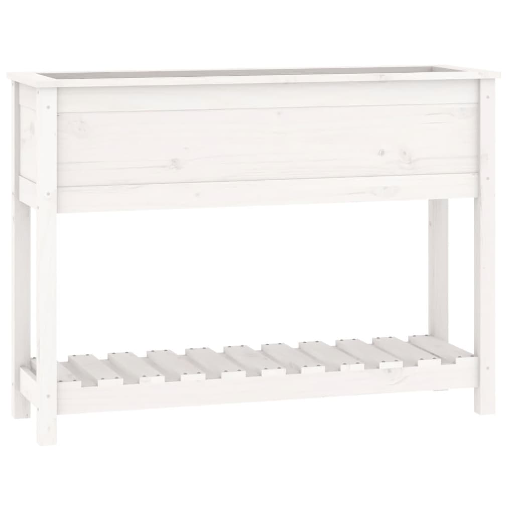 Kukkalaatikko hyllyllä valkoinen 111,5x34,5x81 cm täysi mänty - Sisustajankoti.fi