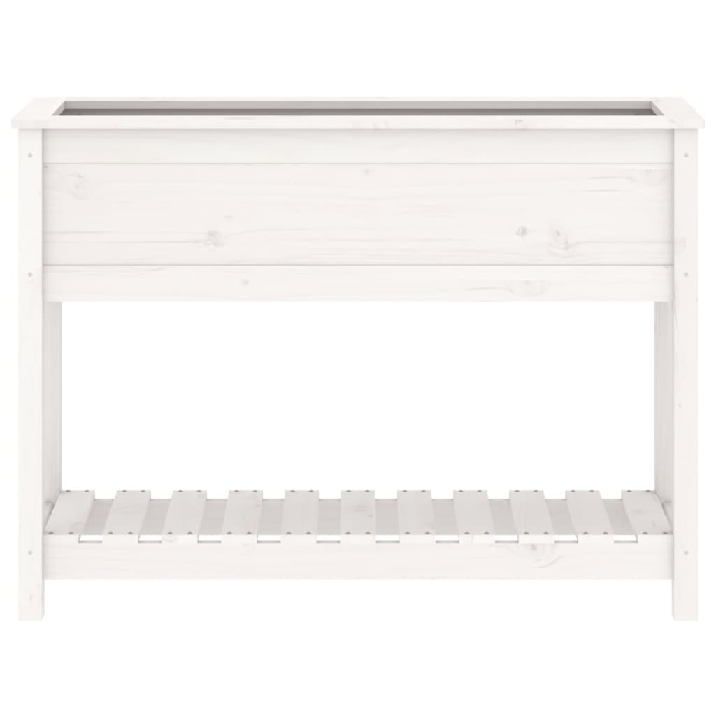 Kukkalaatikko hyllyllä valkoinen 111,5x34,5x81 cm täysi mänty - Sisustajankoti.fi