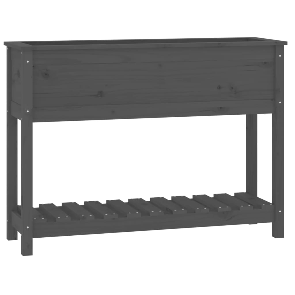 Kukkalaatikko hyllyllä harmaa 111,5x34,5x81 cm täysi mänty - Sisustajankoti.fi