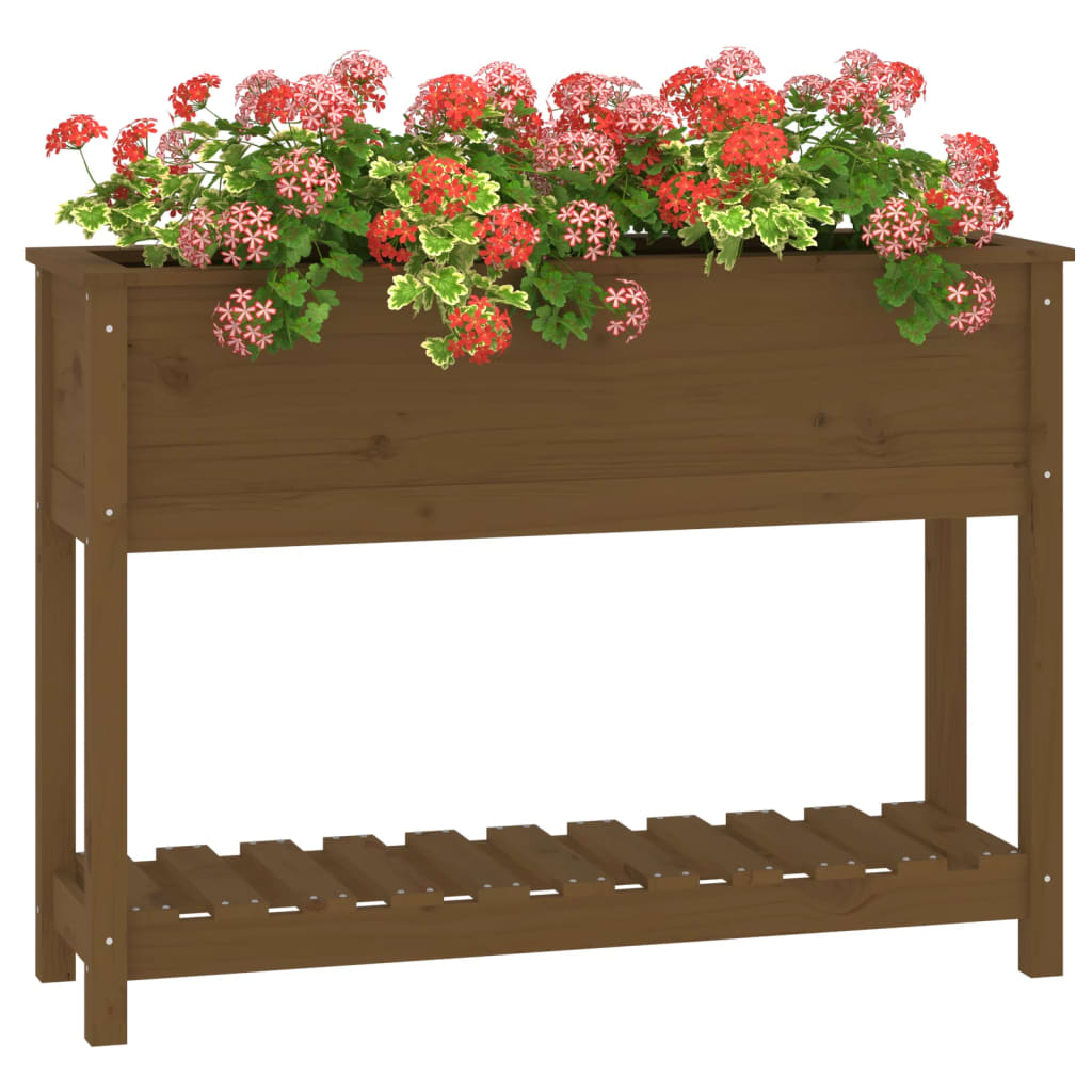 Kukkalaatikko hyllyllä hunajanruskea 111,5x34,5x81 cm mänty - Sisustajankoti.fi